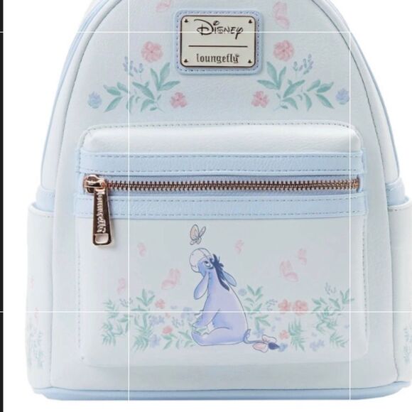 🌸🌺 LOUNGEFLY X DISNEY EEYORE MINI BACKPACK HANDBAG FLORAL LIGHT BLUE - Picture 7 of 7